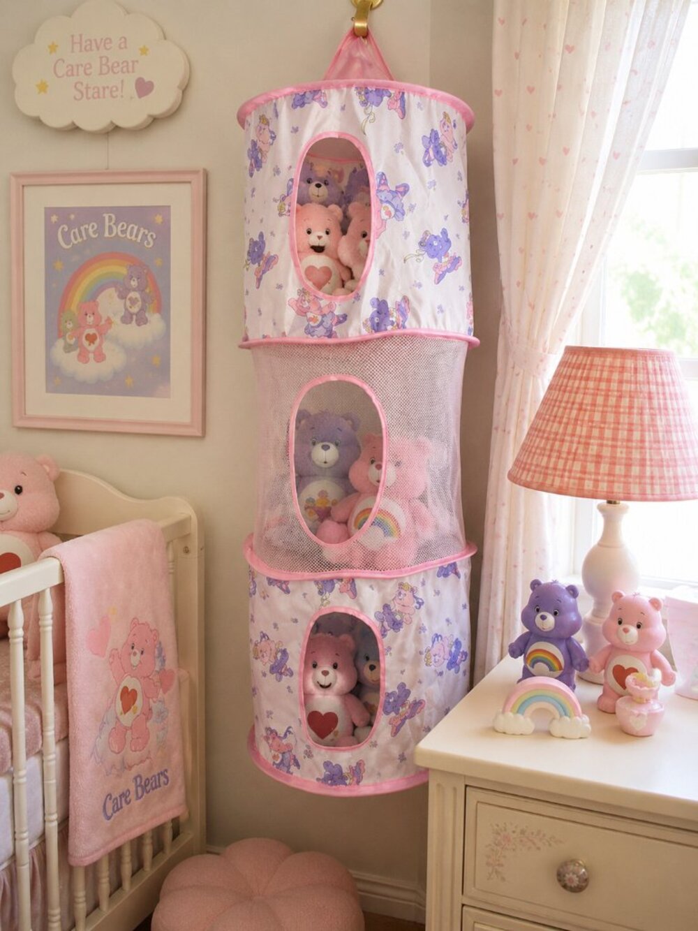 Vintage Y2K Care Bears Hanging Closet Organizer Nursery Playroom Storage